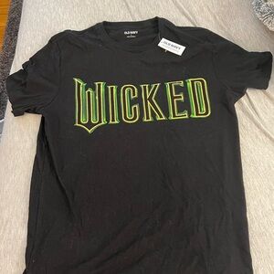 Old Navy Black Tee with Green 'Wicked' Graphic